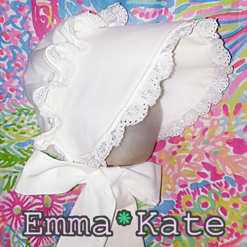 Emma Kate Ruffle Eyelet bonnet